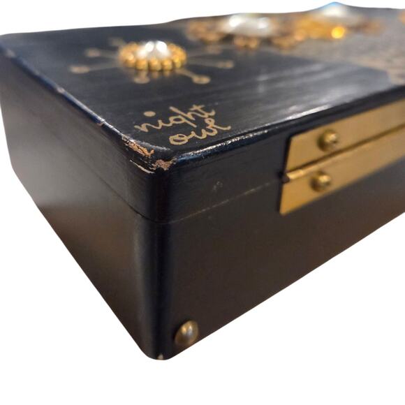 Vintage 1967 Enid Collins of Texas Signed Wooden "Night Owl" Box Bag with Box - Picture 6 of 11